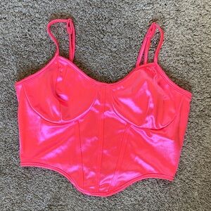 SHEIN Vibrant Pink Satin Bustier